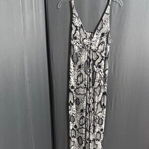 Ambrielle Black and Gray Snake Skin Patterned Maxi Sundress